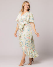 Alexandra Faux Wrap Dress in Lush Lilly Print