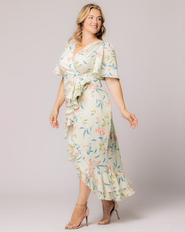 Alexandra Faux Wrap Dress in Lush Lilly Print