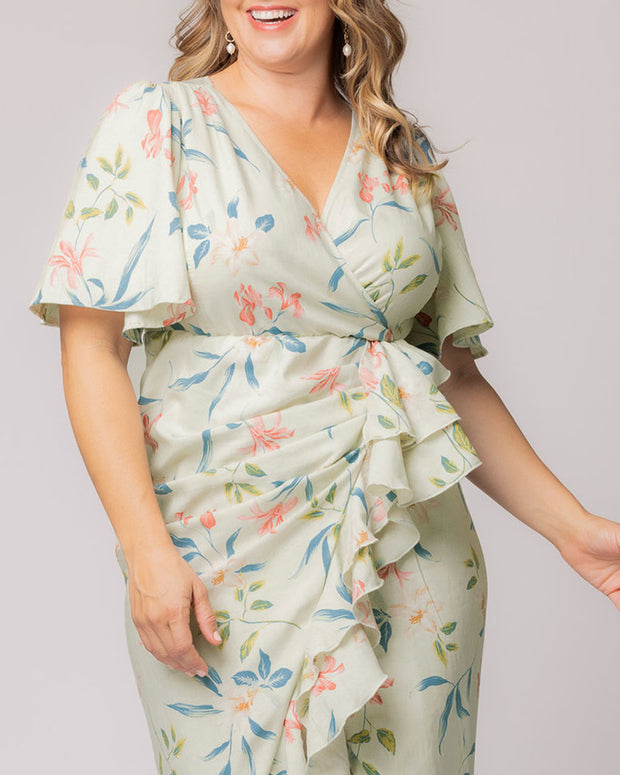 Alexandra Faux Wrap Dress in Lush Lilly Print