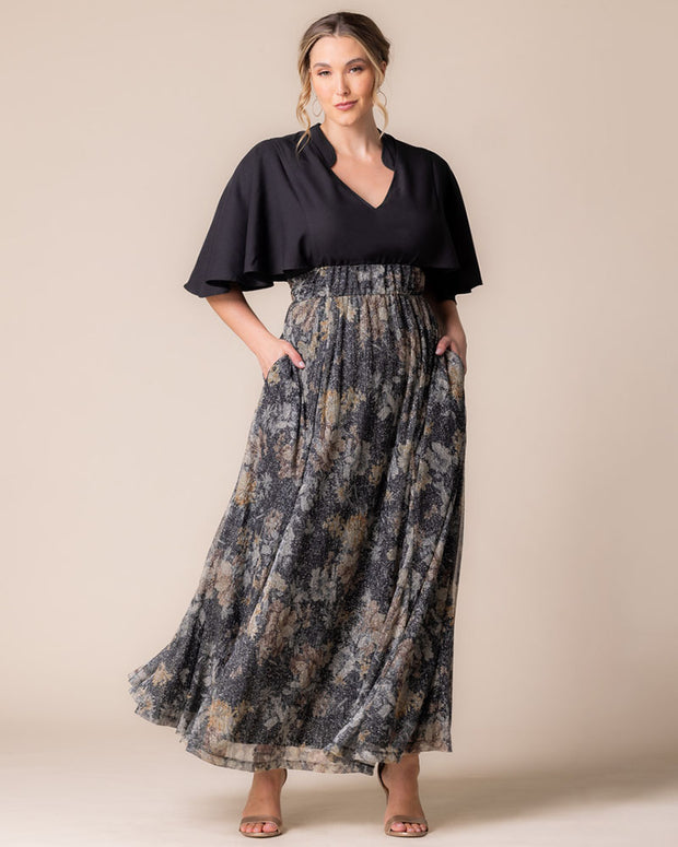Avisa A-Line Evening Gown in Gilded Florals