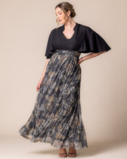 Avisa A-Line Evening Gown in Gilded Florals