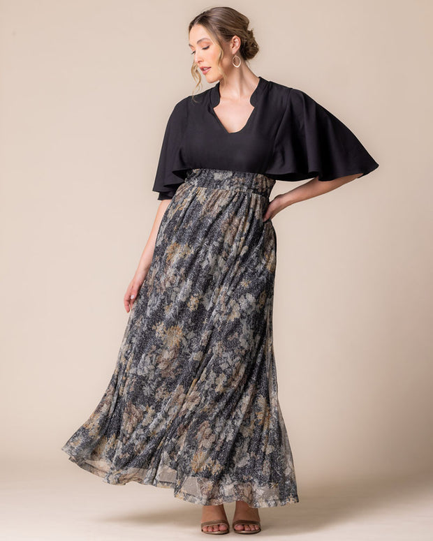 Avisa A-Line Evening Gown in Gilded Florals
