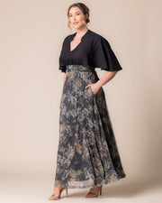 Avisa A-Line Evening Gown in Gilded Florals