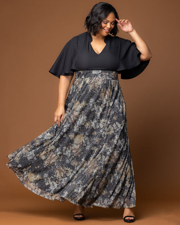 Avisa A-Line Evening Gown in Gilded Florals