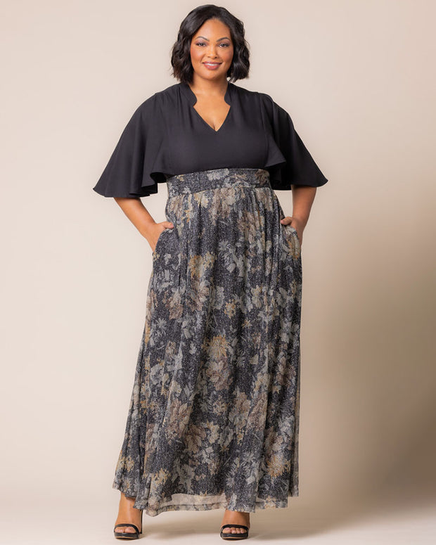 Avisa A-Line Evening Gown in Gilded Florals
