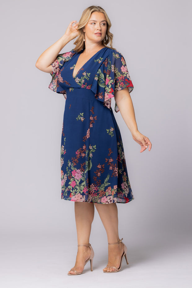 Breezy Boarder Print Cocktail Dress in Twilight Garden