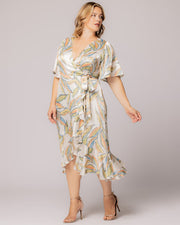 Chloe Wrap Dress in Artful Leaves