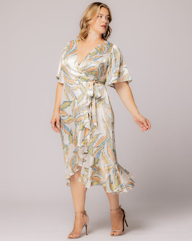 Chloe Wrap Dress in Artful Leaves