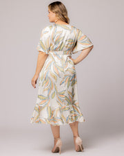 Chloe Wrap Dress in Artful Leaves