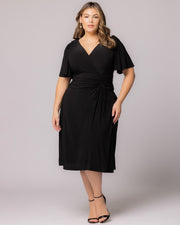 Jemma Ruched Tie Dress in Black Noir