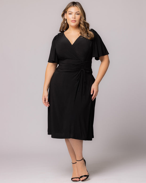 Jemma Ruched Tie Dress in Black Noir