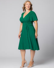 Jemma Ruched Tie Dress in Clover Green