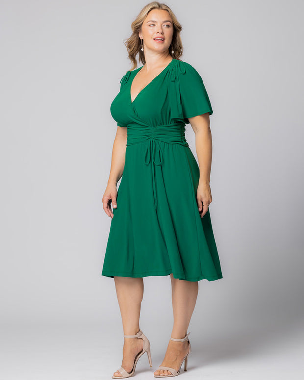 Jemma Ruched Tie Dress in Clover Green