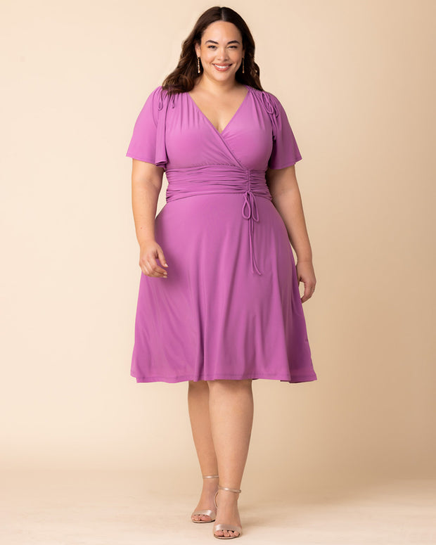 Jemma Ruched Tie Dress in Lilac