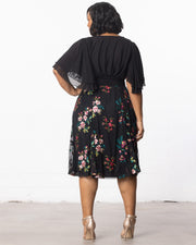 Lillian Embroidered Cocktail Dress in Onyx Blooms