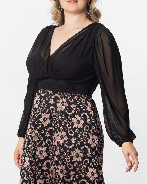 Mon Tresor Lace Evening Gown in Rose Gold