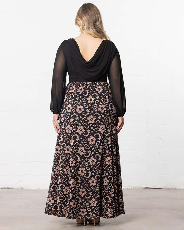 Mon Tresor Lace Evening Gown in Rose Gold