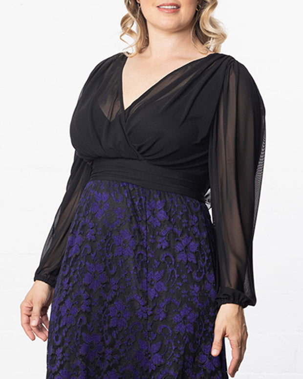 Mon Tresor Lace Evening Gown in Violet Noir
