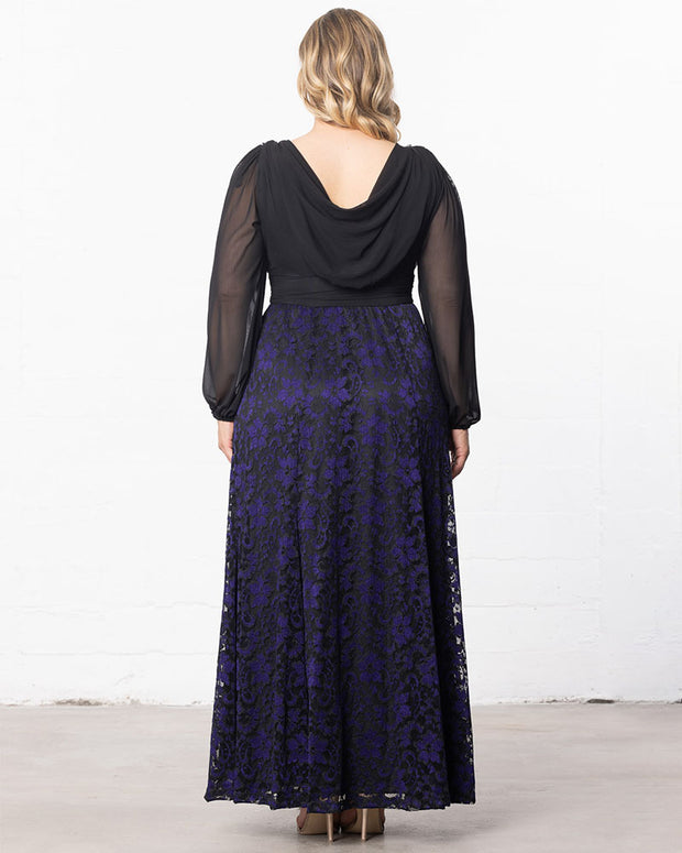 Mon Tresor Lace Evening Gown in Violet Noir