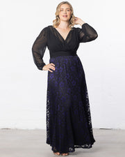 Mon Tresor Lace Evening Gown in Violet Noir