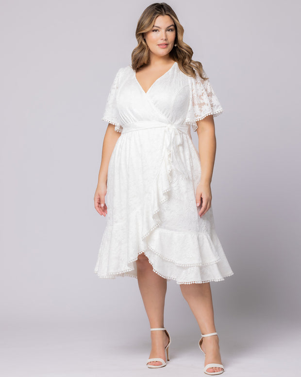 Palermo Lace Faux Wrap Cocktail Dress in White