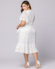 Palermo Lace Faux Wrap Cocktail Dress in White