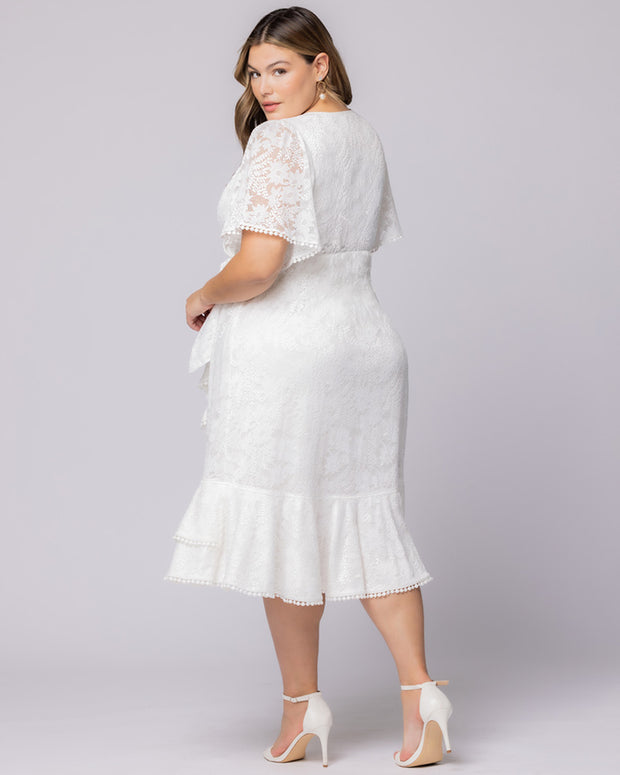 Palermo Lace Faux Wrap Cocktail Dress in White