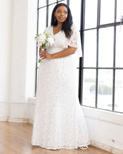 Clarissa Lace Flutter Sleeve Long Wedding Dress