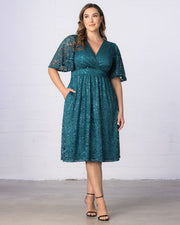 Starry Sequined Lace Cocktail Dress in Teal Topaz