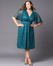 Starry Sequined Lace Cocktail Dress in Teal Topaz