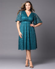 Starry Sequined Lace Cocktail Dress in Teal Topaz