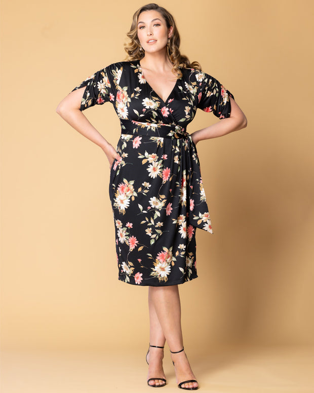 Eden Faux Wrap Dress in Midnight Meadow Print