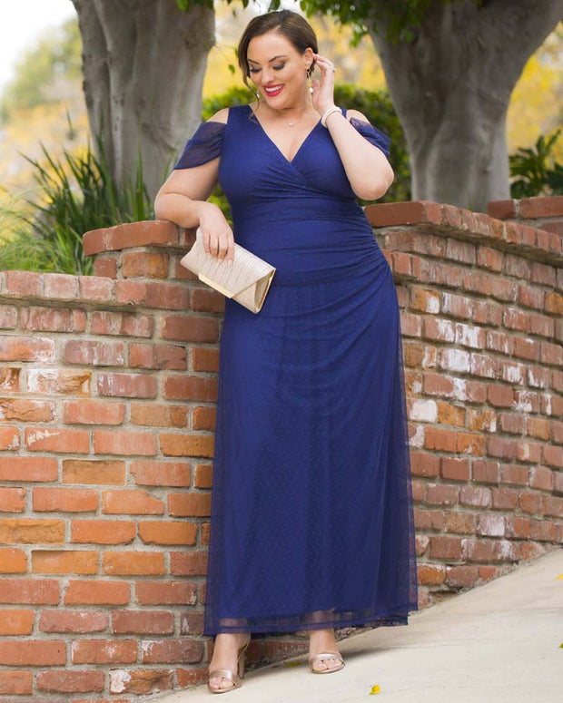 Seraphina Mesh Gown in Navy
