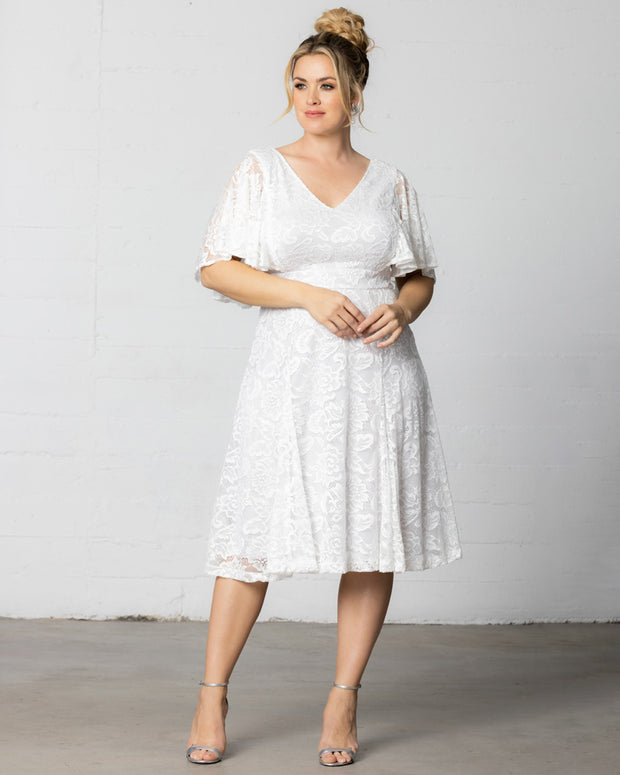 Genevieve Lace Flutter Sleeve Midi Dress