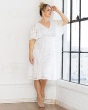 Genevieve Lace Flutter Sleeve Midi Dress