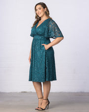 Starry Sequined Lace Cocktail Dress in Teal Topaz