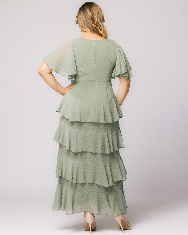 Tour De Flounce Maxi Dress in Sage Dot