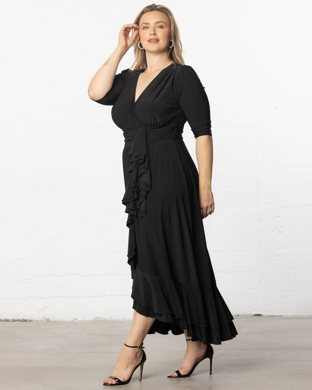 Veronica Ruffled Evening Gown in Onyx