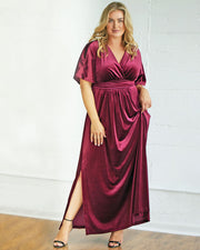 Verona Velvet Evening Gown in Pinot Noir