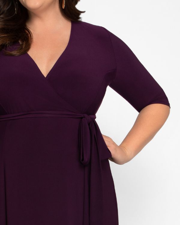 Essential Plus Size Wrap Dress in Plum Passion