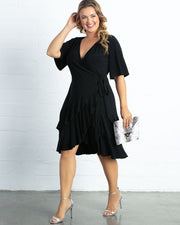 Miranda Wrap Dress in Black Noir