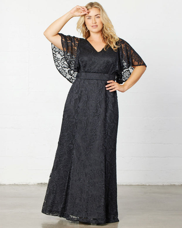 Duchess Lace Evening Gown in Onyx