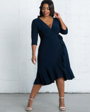 Whimsy Wrap Dress in Navy Blue