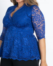 Linden Lace Top in Sapphire Blue