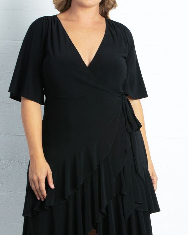Miranda Wrap Dress in Black Noir