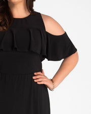 Piper Cold Shoulder Maxi Dress in Black Noir