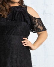 Riviera Lace Maxi Dress in Black Noir