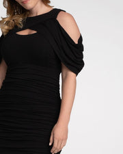 Bianca Ruched Plus Size Dress in Black Noir