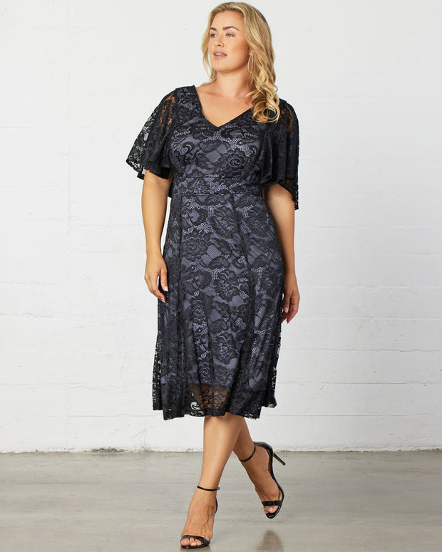 Camille Lace Cocktail Dress in Storm Grey