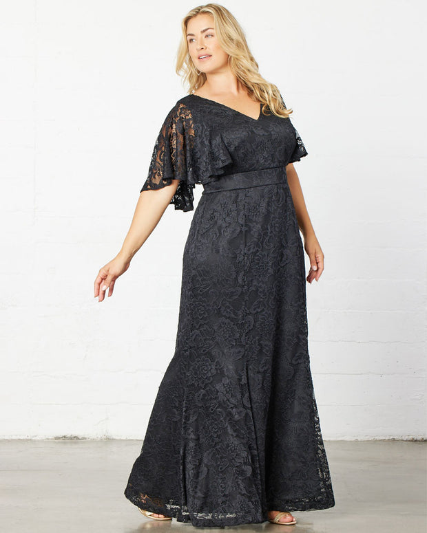 Duchess Lace Evening Gown in Onyx